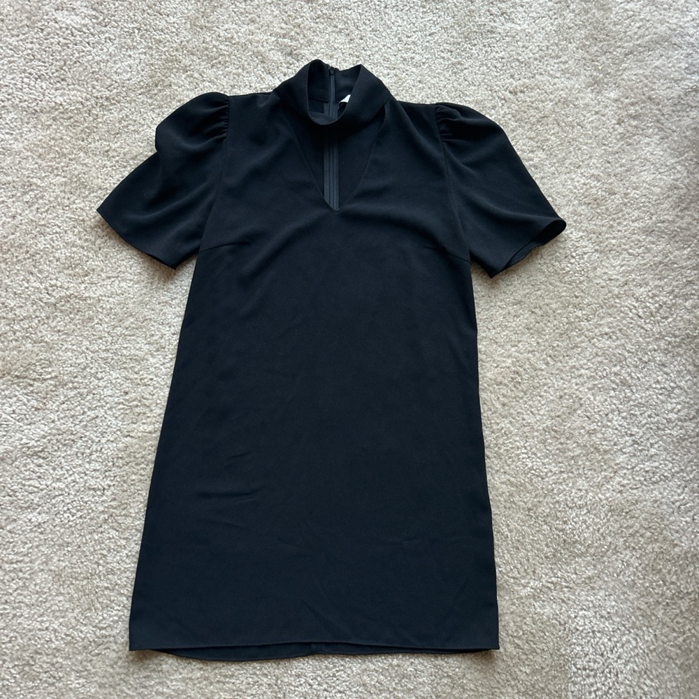 Zara Black Mini Dress with Puff Sleeves